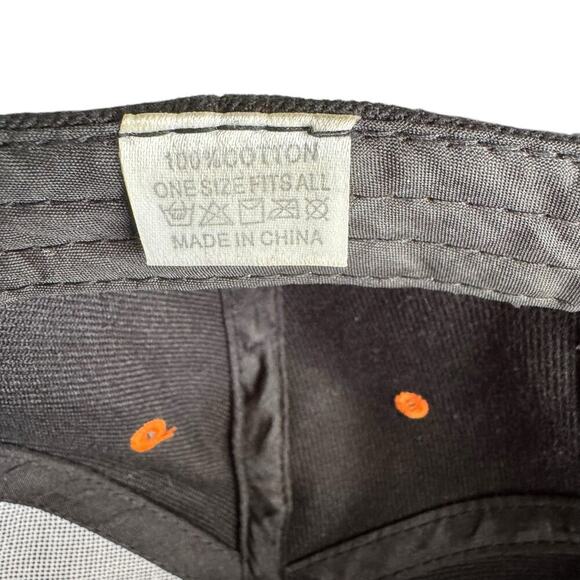 Harley Davidson Motorcycles Black Orange Flame Adjustable Hat Cap Velcro Back OS - Picture 8 of 9